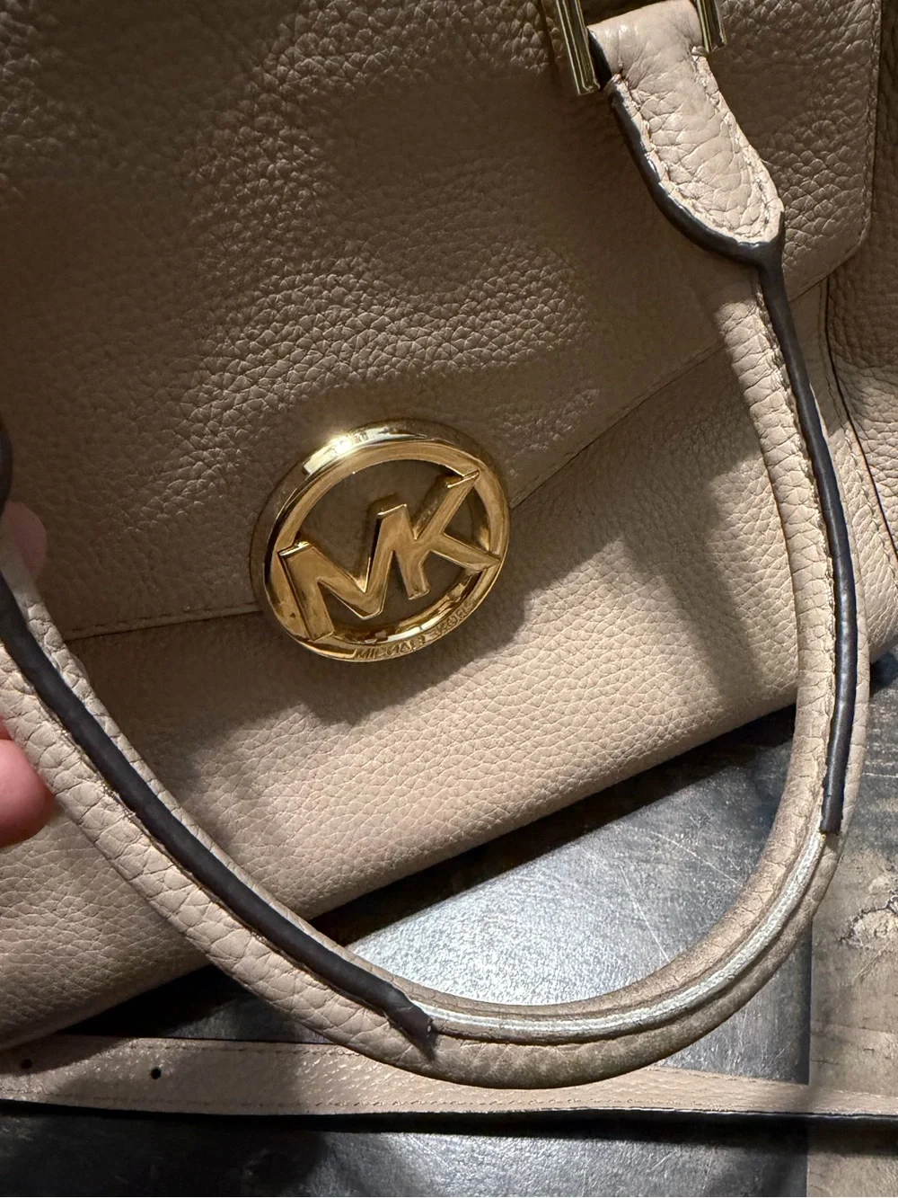 Michael Kors Hudson Medium Leather Satchel with Gold Hardware